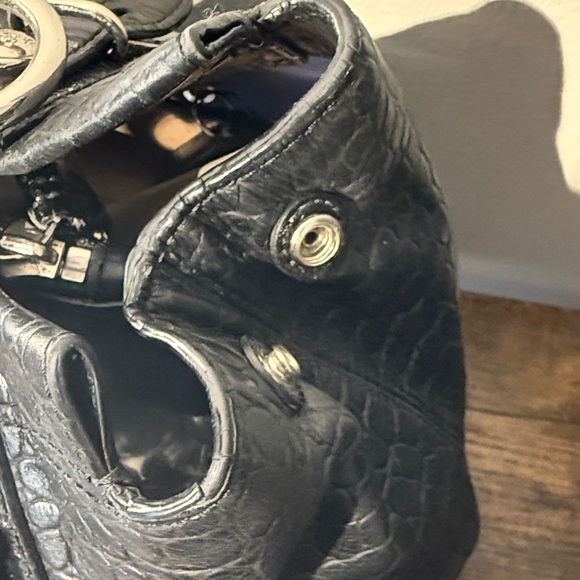 Coach Black Croc-Embossed Leather Bag - Picture 2 of 7